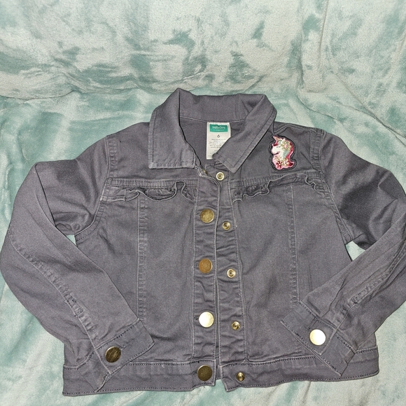 Gray Jacket with Floral Unicorn Patch - Picture 4 of 8